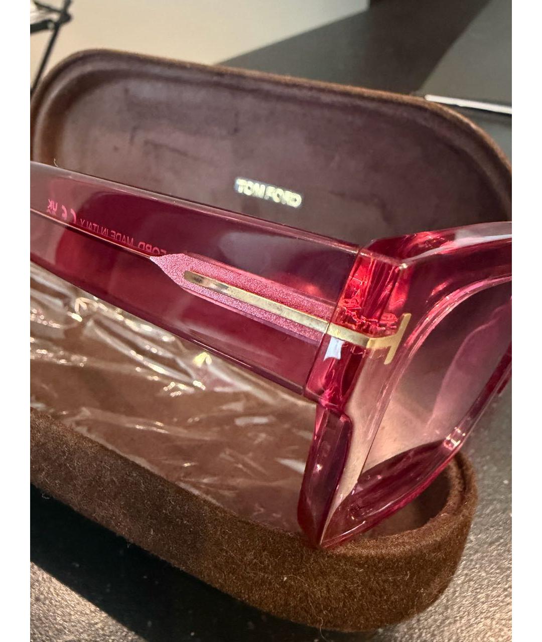 TOM FORD Розовые пластиковые солнцезащитные очки, фото 3