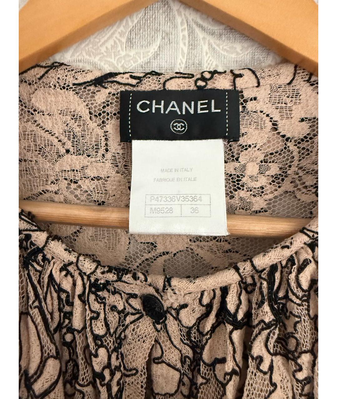 CHANEL Бежевая кружевная блузы, фото 3