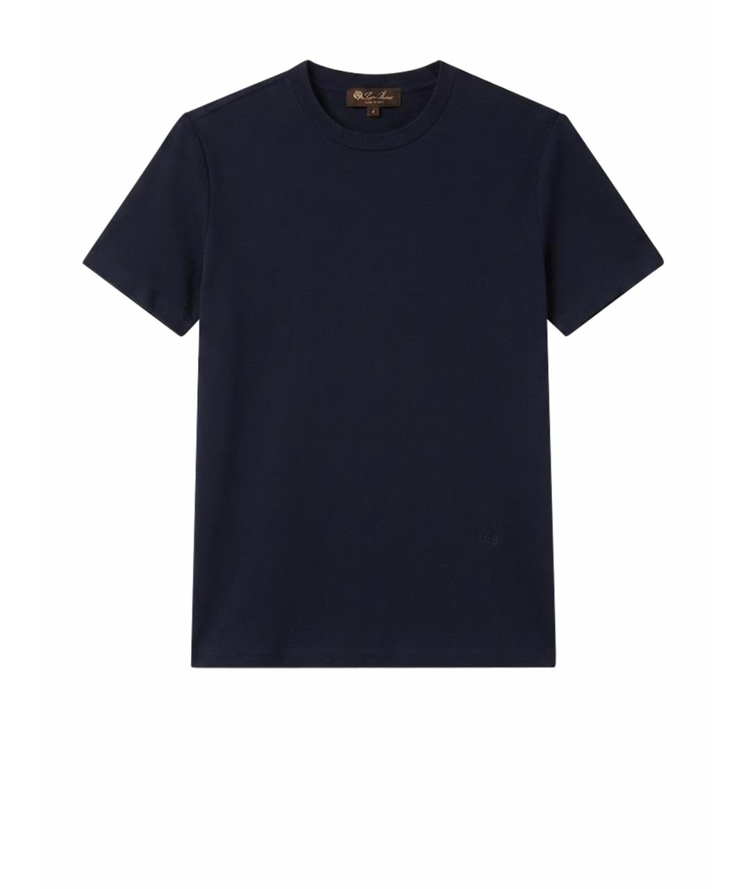 LORO PIANA Темно-синяя хлопковая футболка, фото 1