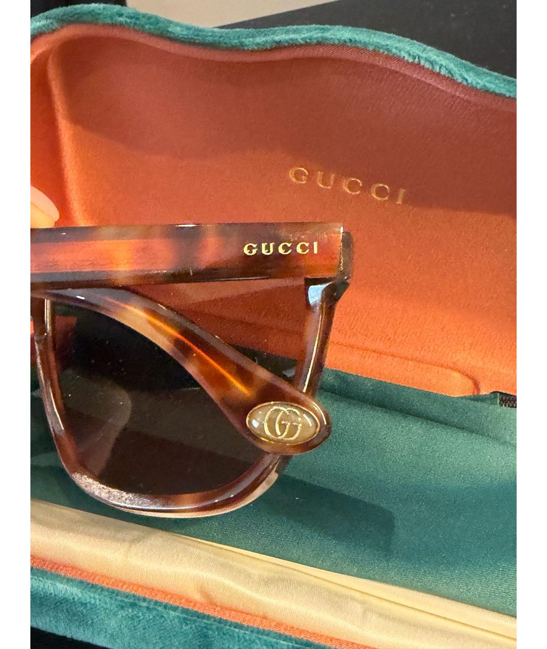 GUCCI Коричневые пластиковые солнцезащитные очки, фото 3
