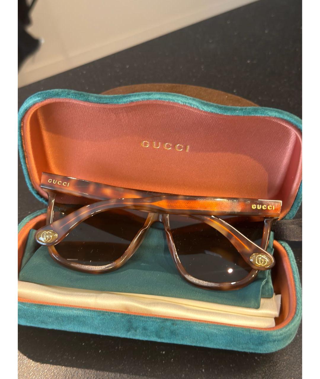 GUCCI Коричневые пластиковые солнцезащитные очки, фото 2
