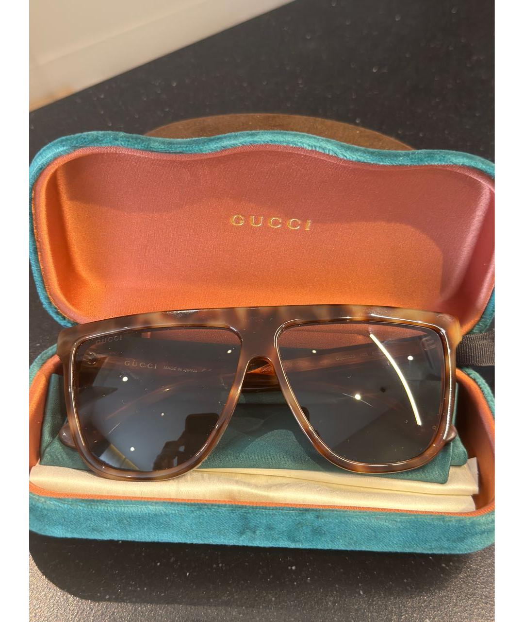 GUCCI Коричневые пластиковые солнцезащитные очки, фото 4