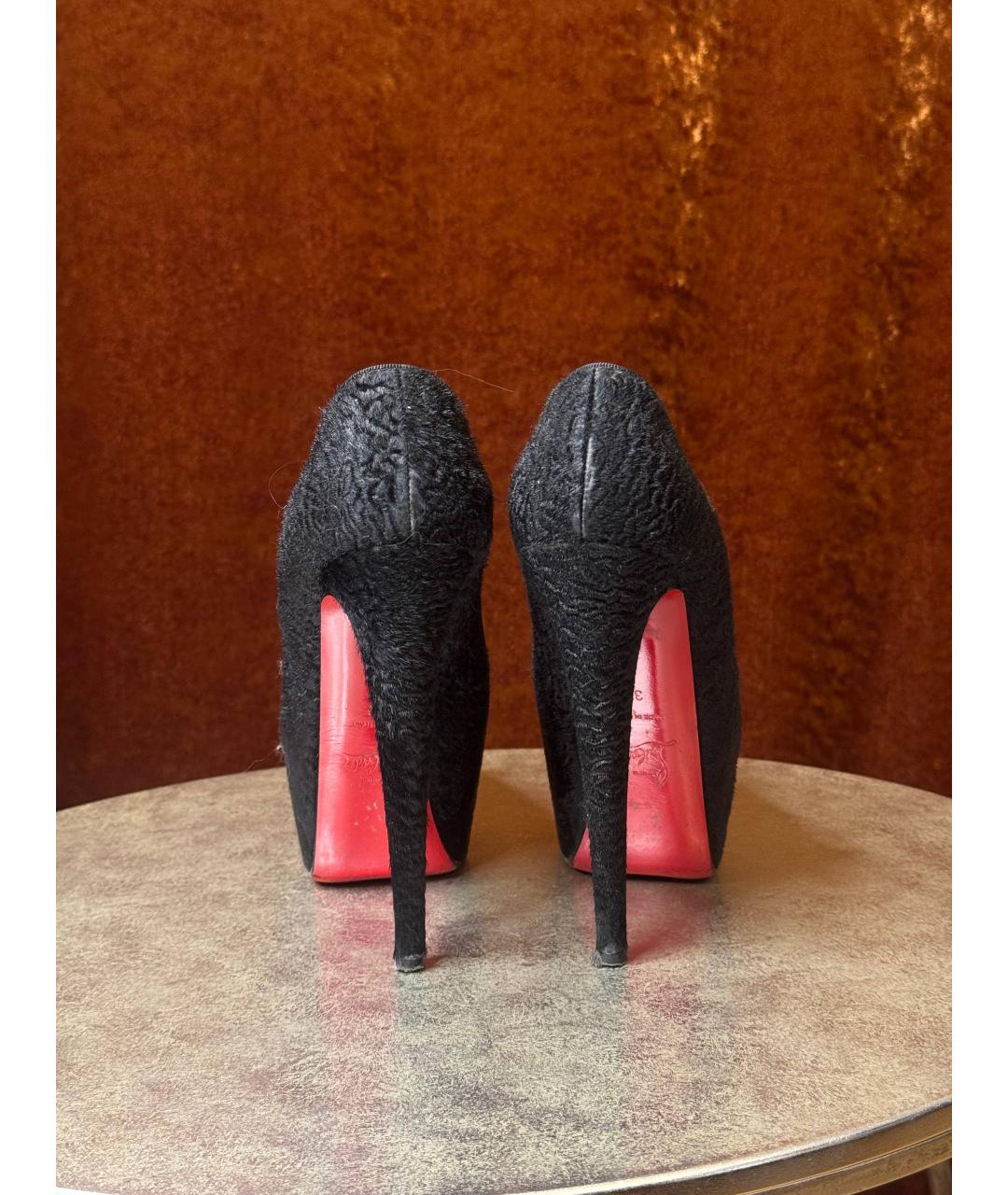 CHRISTIAN LOUBOUTIN Черные текстильные туфли, фото 3