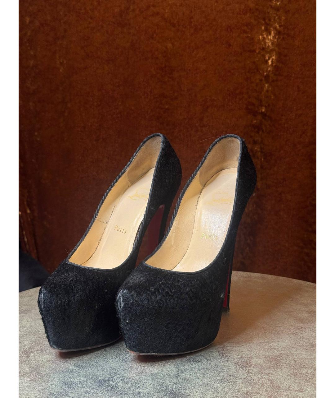 CHRISTIAN LOUBOUTIN Черные текстильные туфли, фото 2