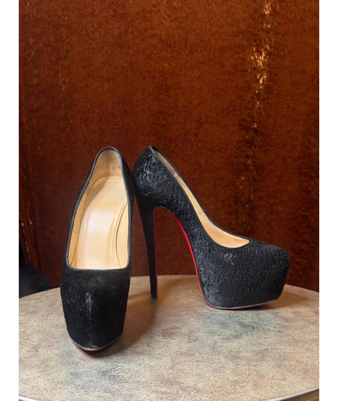 CHRISTIAN LOUBOUTIN Черные текстильные туфли, фото 4