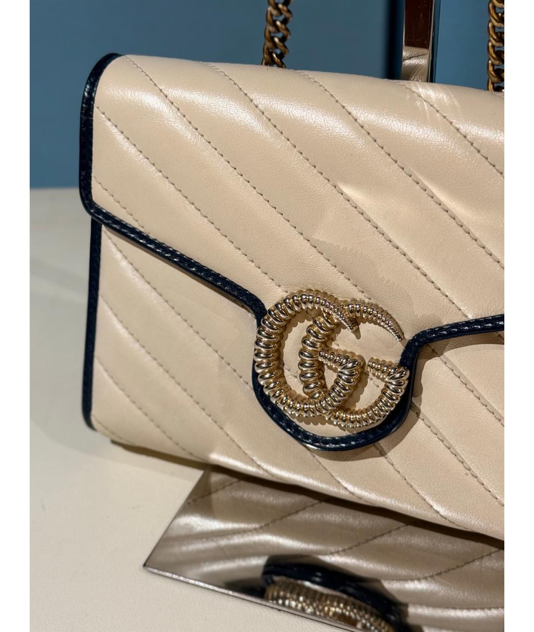 GUCCI Белая кожаная сумка через плечо, фото 3
