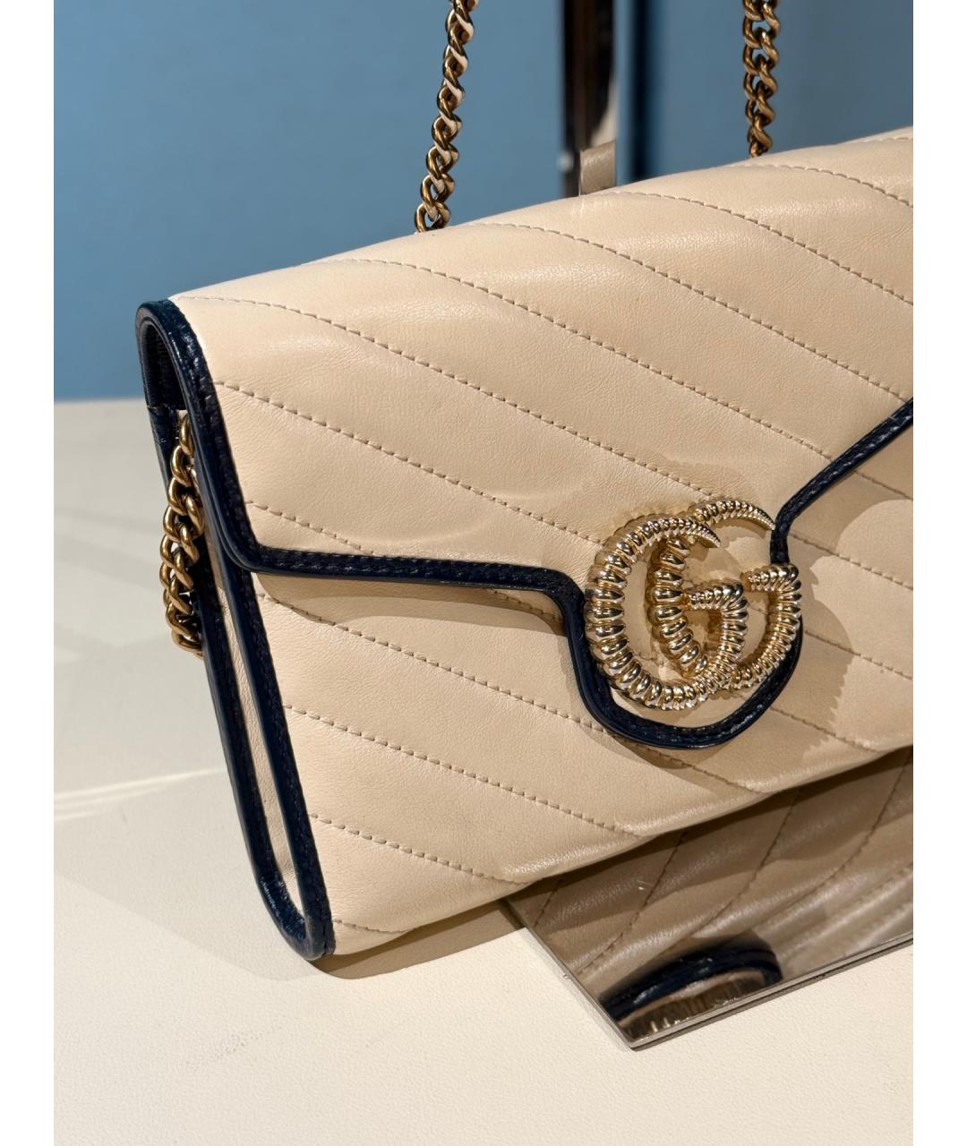 GUCCI Белая кожаная сумка через плечо, фото 4