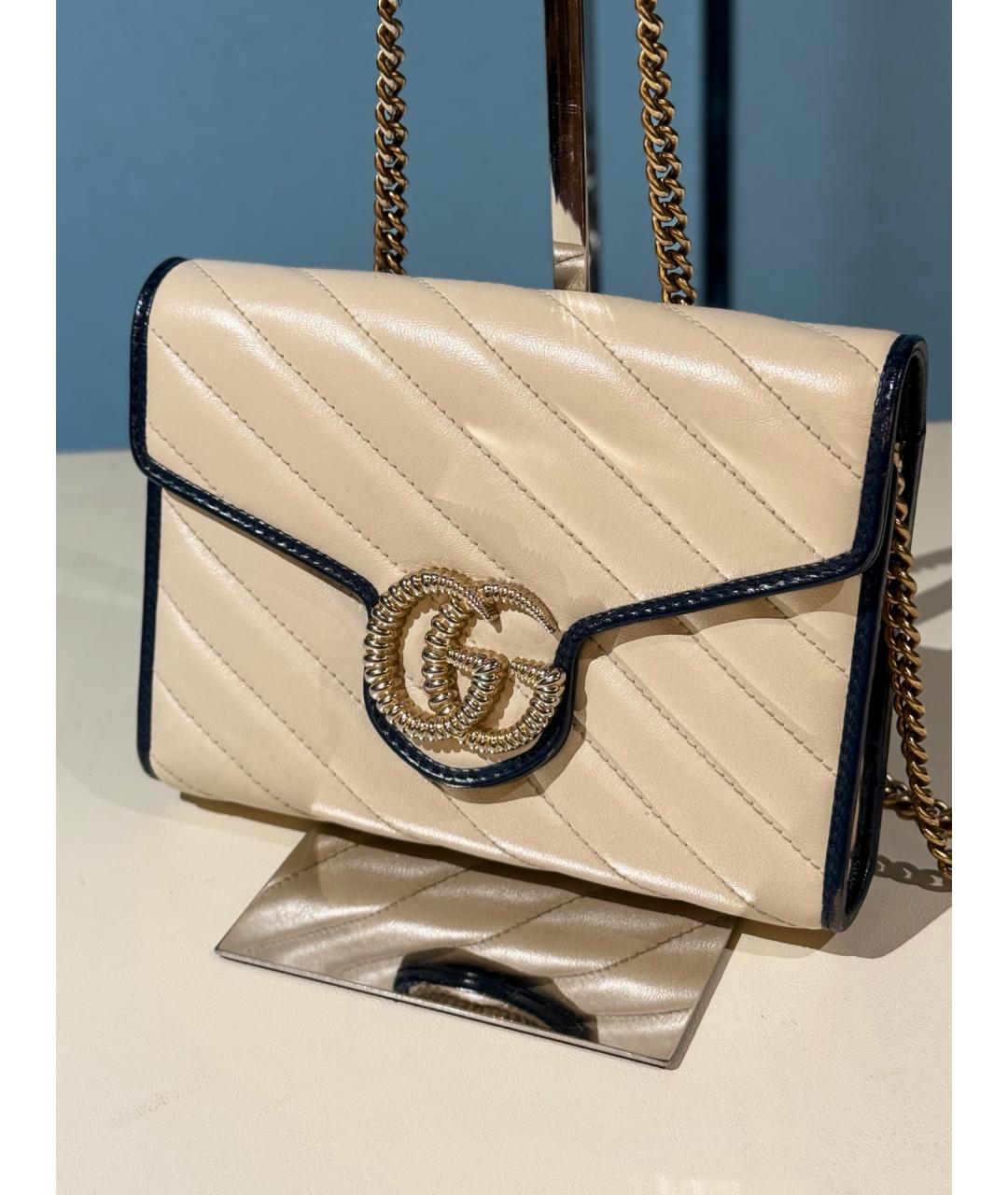 GUCCI Белая кожаная сумка через плечо, фото 2