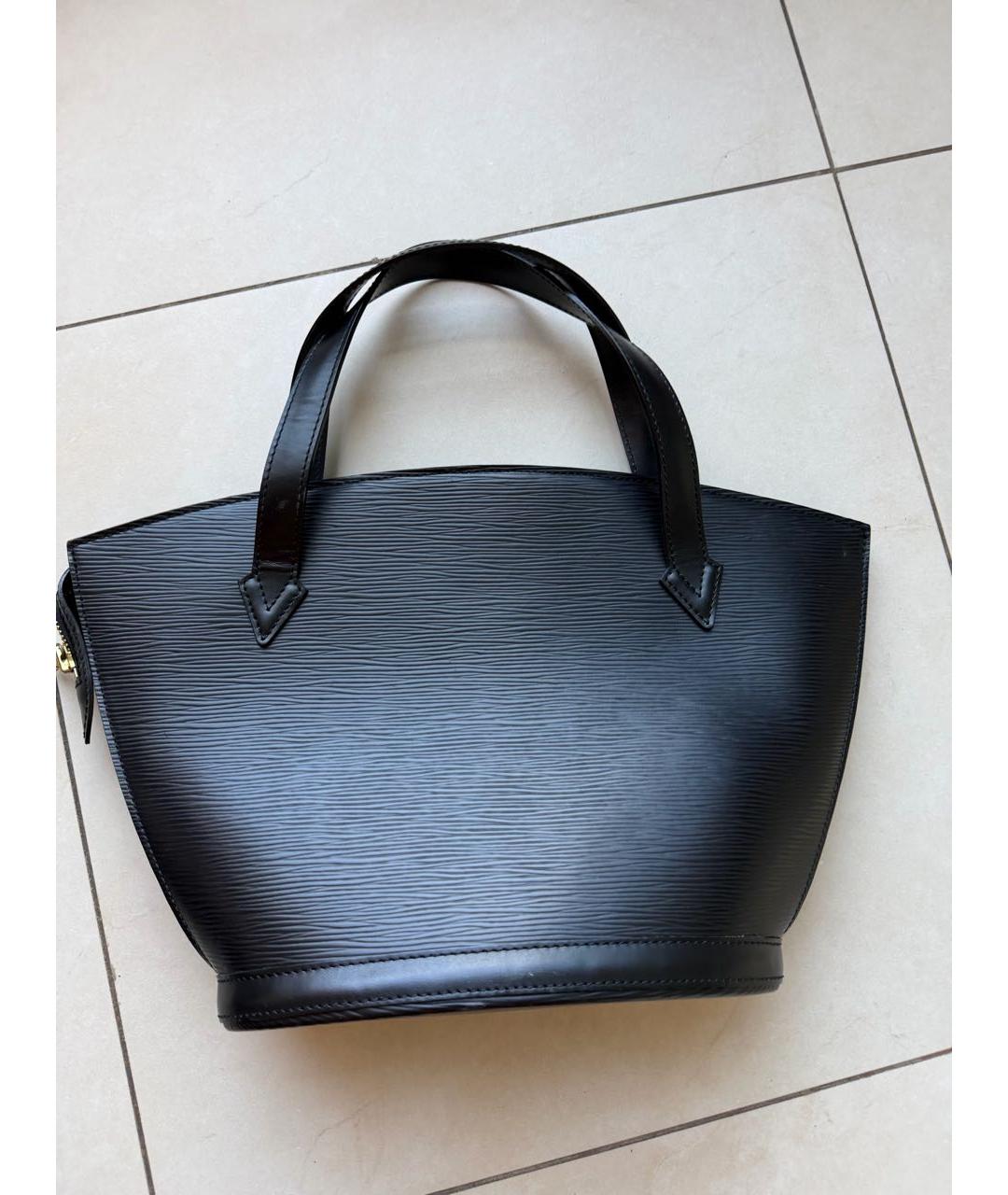 LOUIS VUITTON Черная кожаная сумка с короткими ручками, фото 4