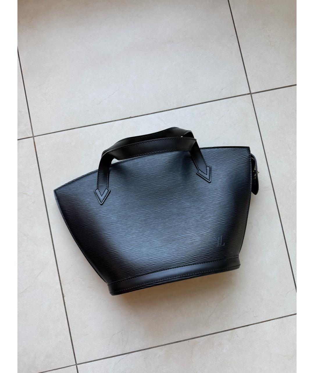 LOUIS VUITTON Черная кожаная сумка с короткими ручками, фото 9