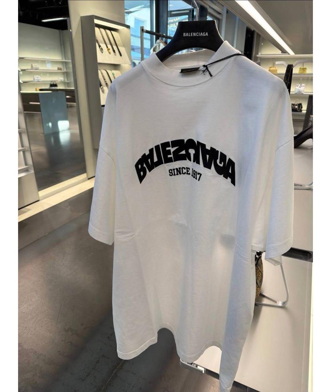 BALENCIAGA Белая хлопковая футболка, фото 4