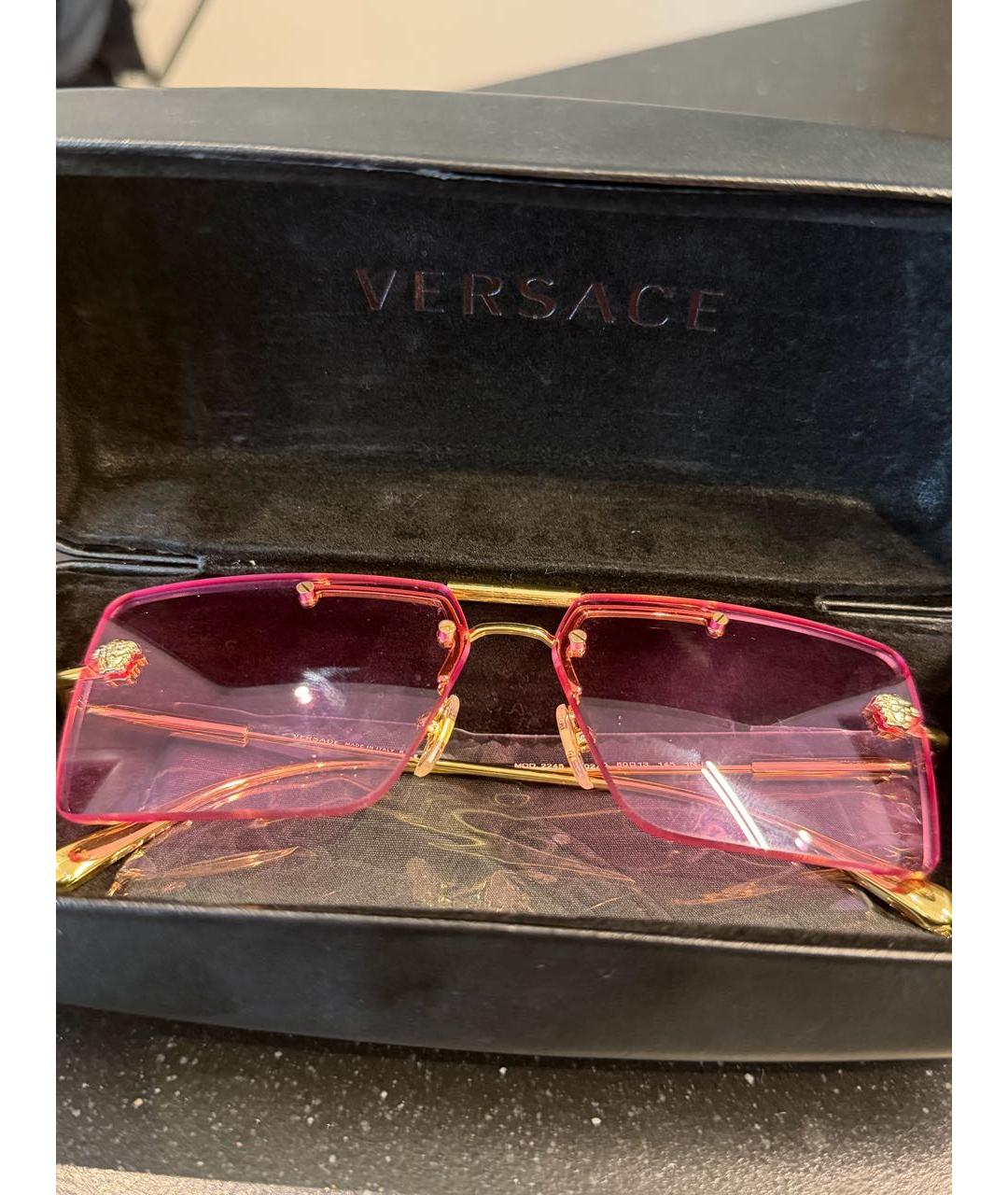 VERSACE Розовые металлические солнцезащитные очки, фото 5