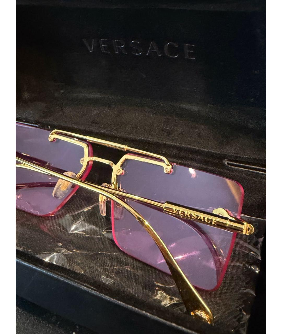 VERSACE Розовые металлические солнцезащитные очки, фото 3
