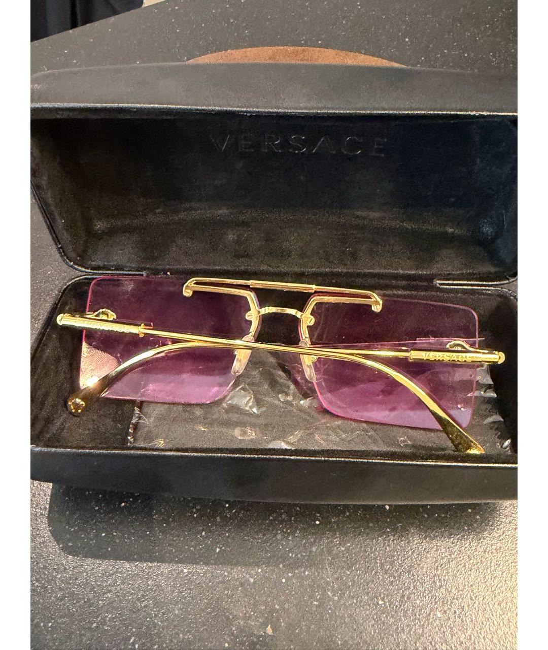 VERSACE Розовые металлические солнцезащитные очки, фото 2