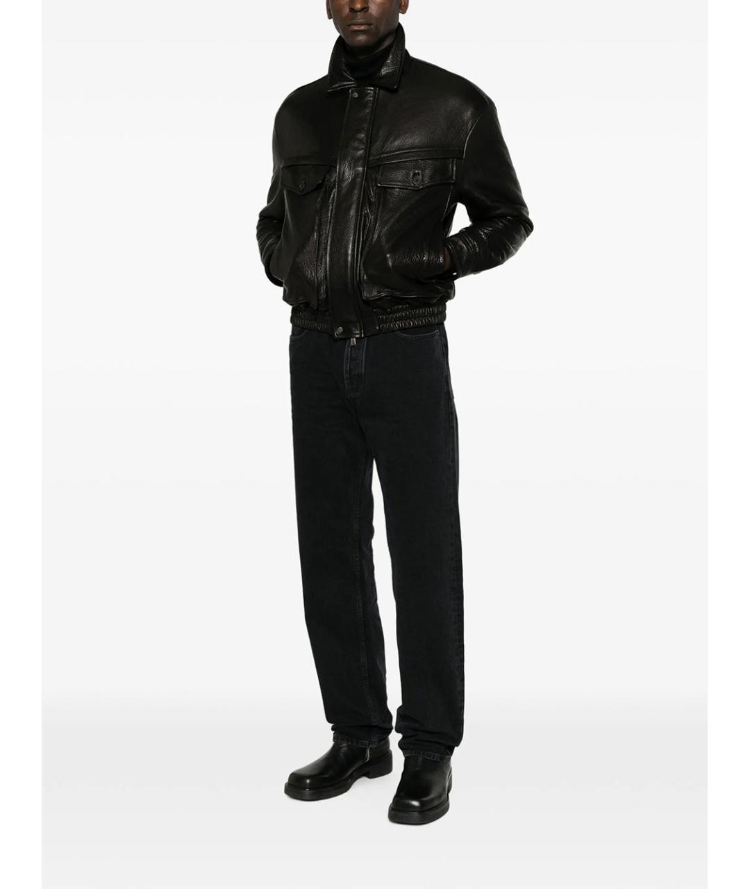 SAINT LAURENT Черные хлопковые прямые джинсы, фото 4