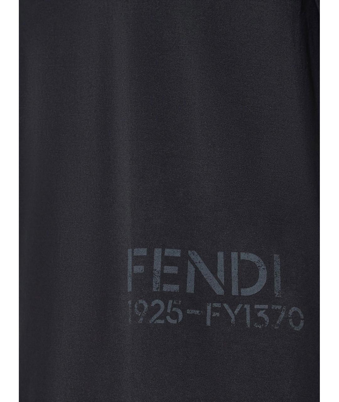 FENDI Черная хлопковая футболка, фото 3