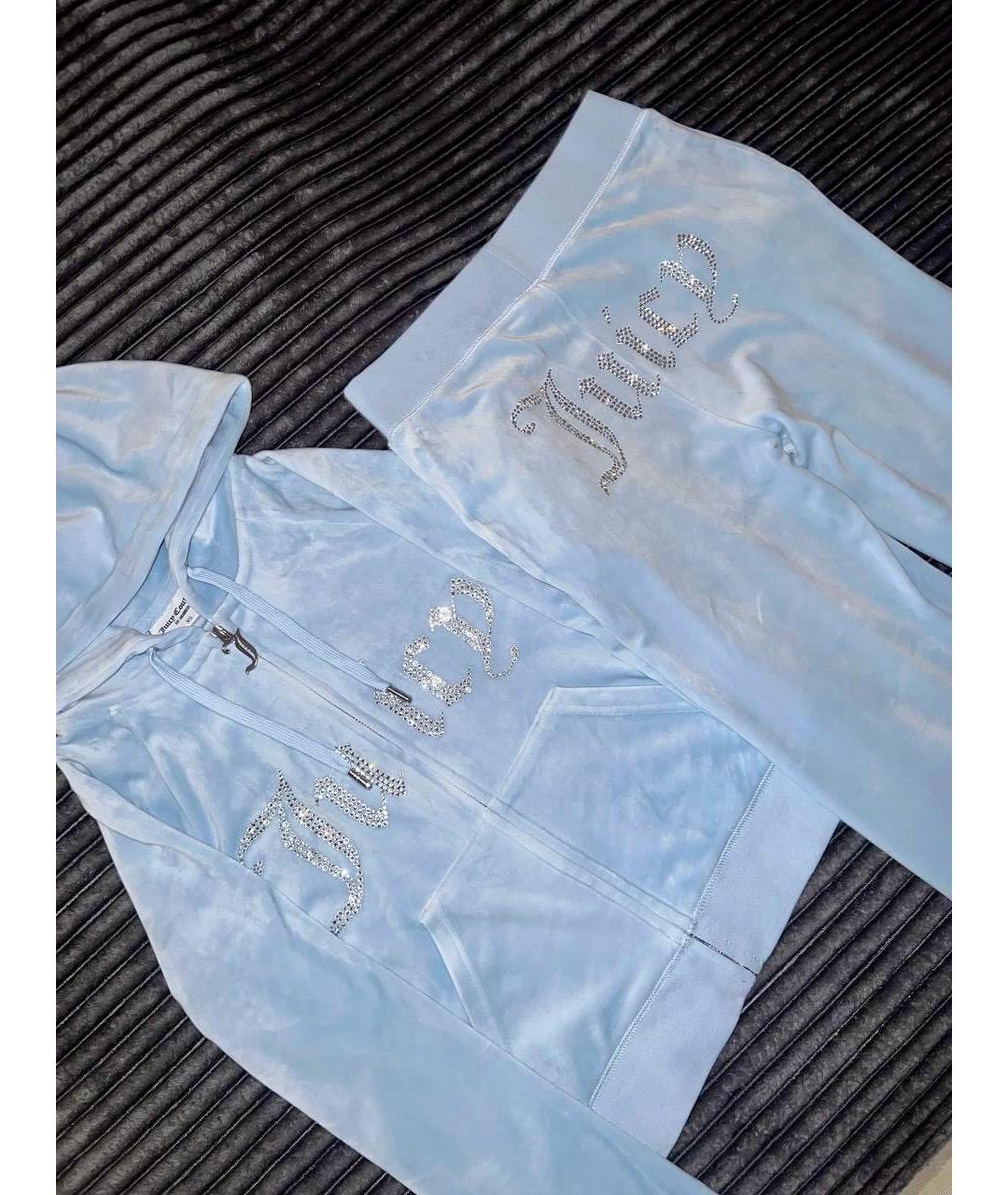 JUICY COUTURE Голубой велюровый спортивные костюмы, фото 2