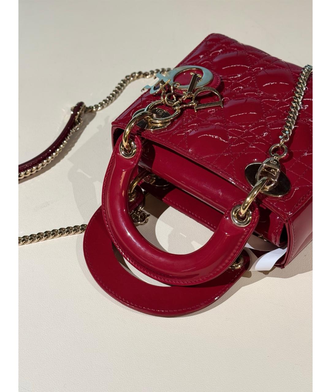 CHRISTIAN DIOR Красная сумка тоут из лакированной кожи, фото 7