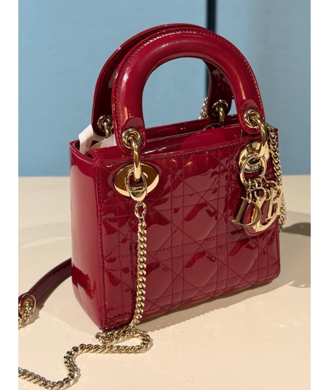 CHRISTIAN DIOR Красная сумка тоут из лакированной кожи, фото 3