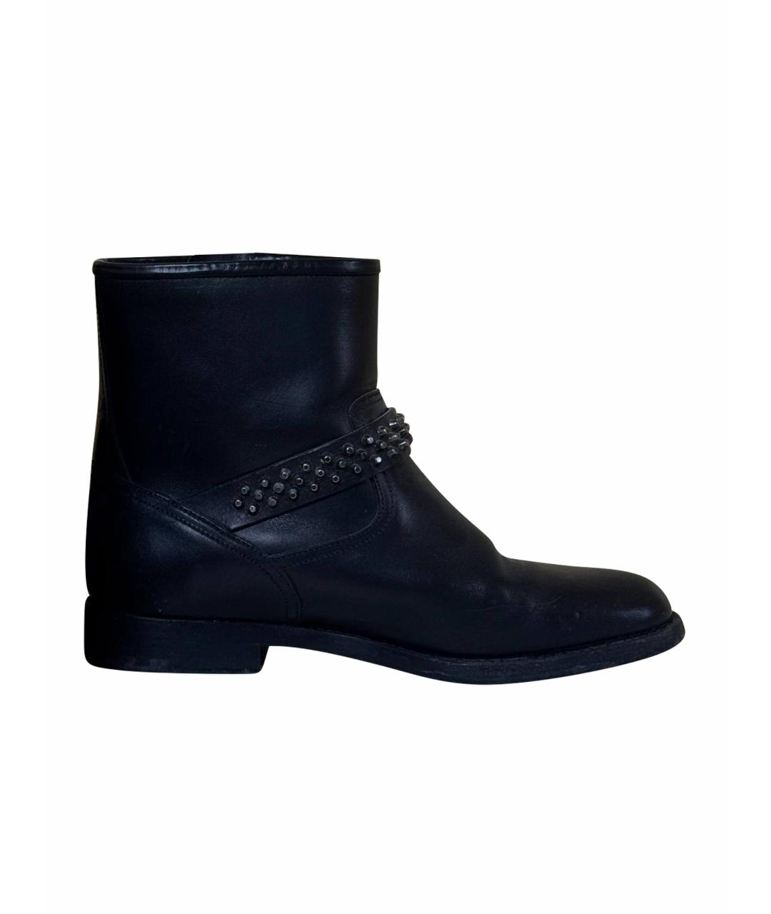 SAINT LAURENT Черные кожаные ботинки, фото 1