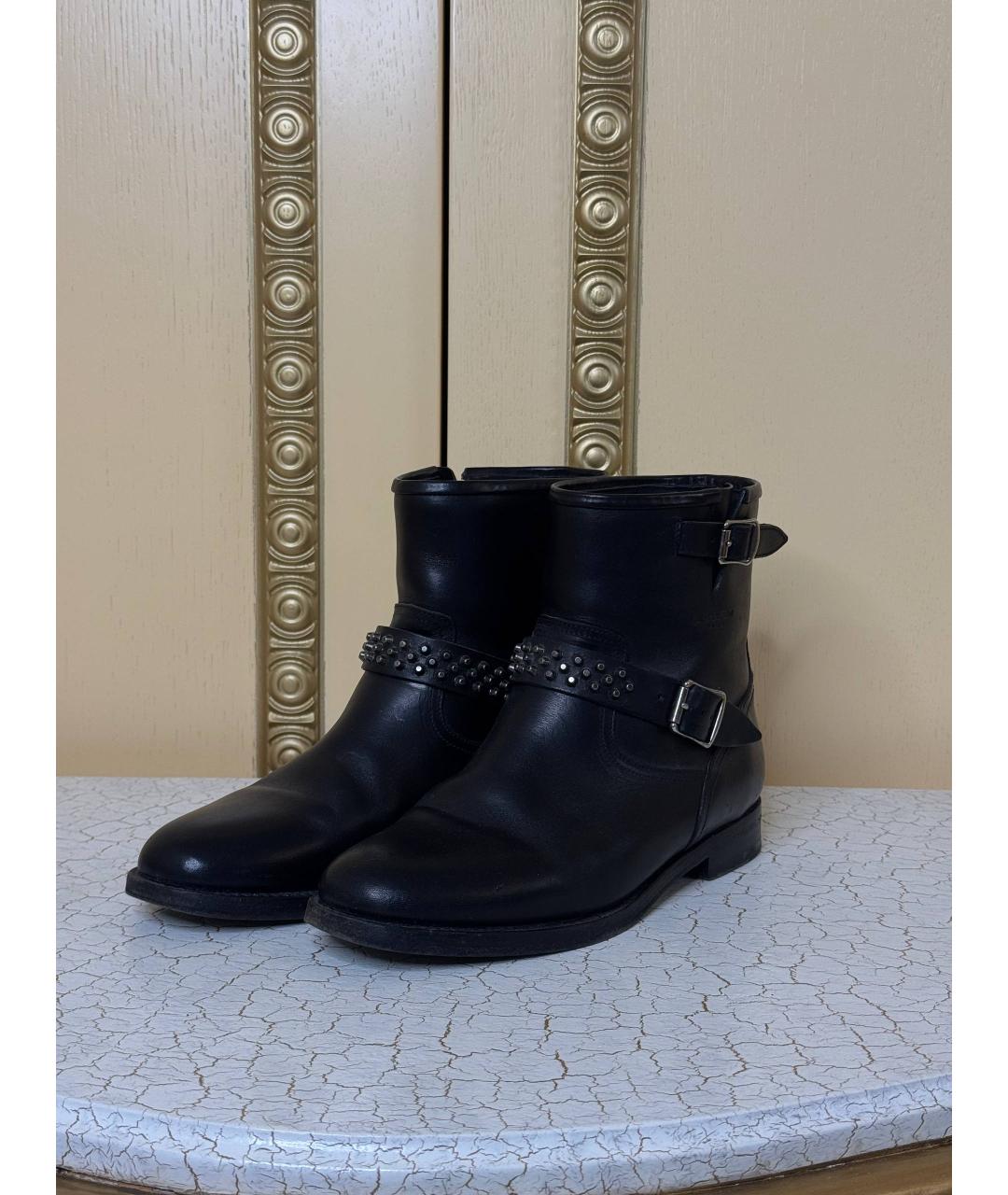 SAINT LAURENT Черные кожаные ботинки, фото 2