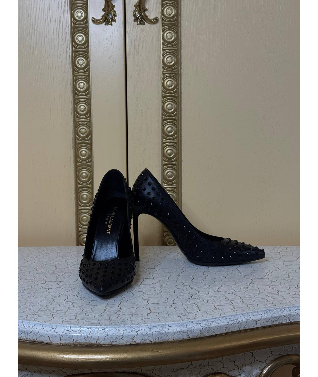 SAINT LAURENT Черные кожаные туфли, фото 4