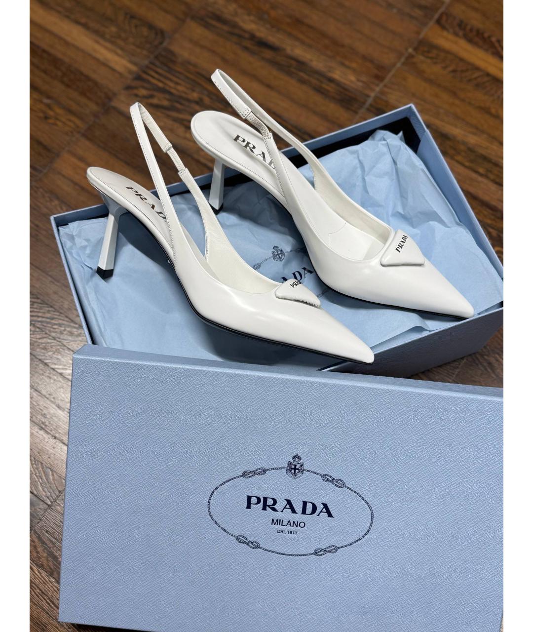 PRADA Белые кожаные туфли, фото 6