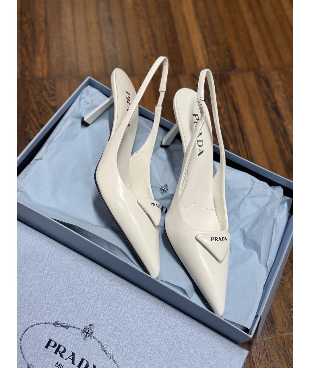 PRADA Белые кожаные туфли, фото 4