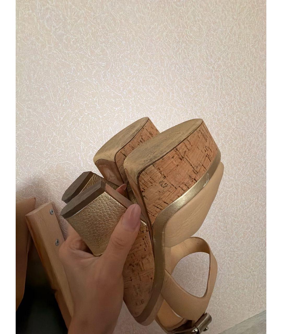 GIUSEPPE ZANOTTI DESIGN Бежевые кожаные босоножки, фото 6