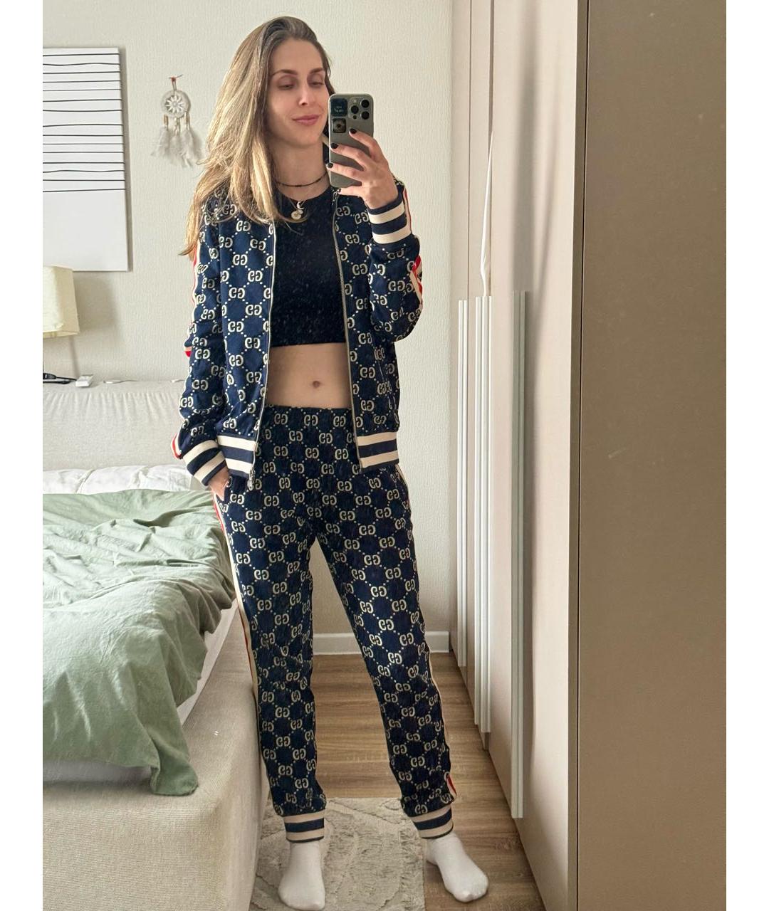 GUCCI Темно-синий хлопковый спортивные костюмы, фото 3