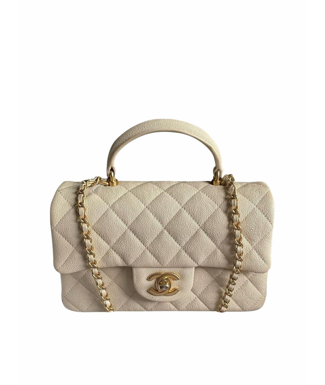 CHANEL Бежевая кожаная сумка через плечо, фото 1