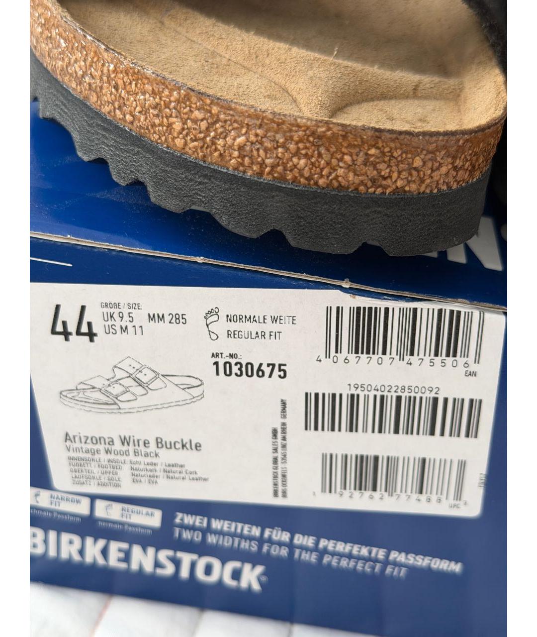 BIRKENSTOCK Черные кожаные шлепанцы, фото 5