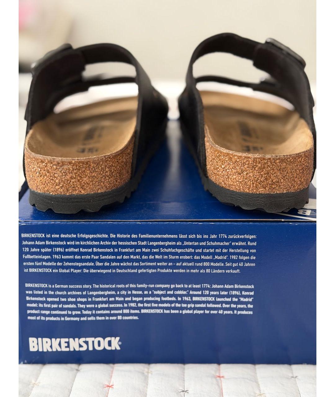 BIRKENSTOCK Черные кожаные шлепанцы, фото 4