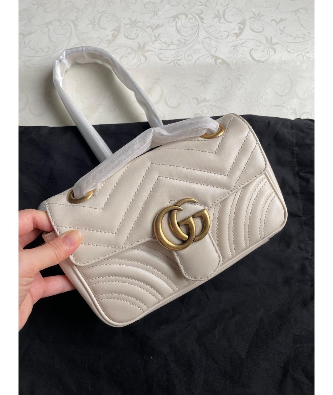 GUCCI Белая кожаная сумка через плечо, фото 2