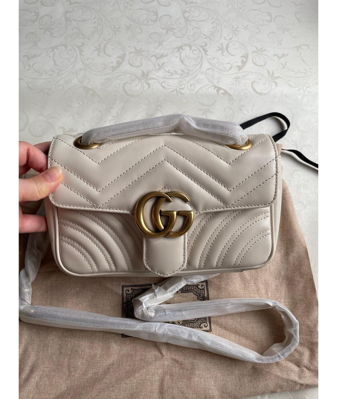 GUCCI Белая кожаная сумка через плечо, фото 5