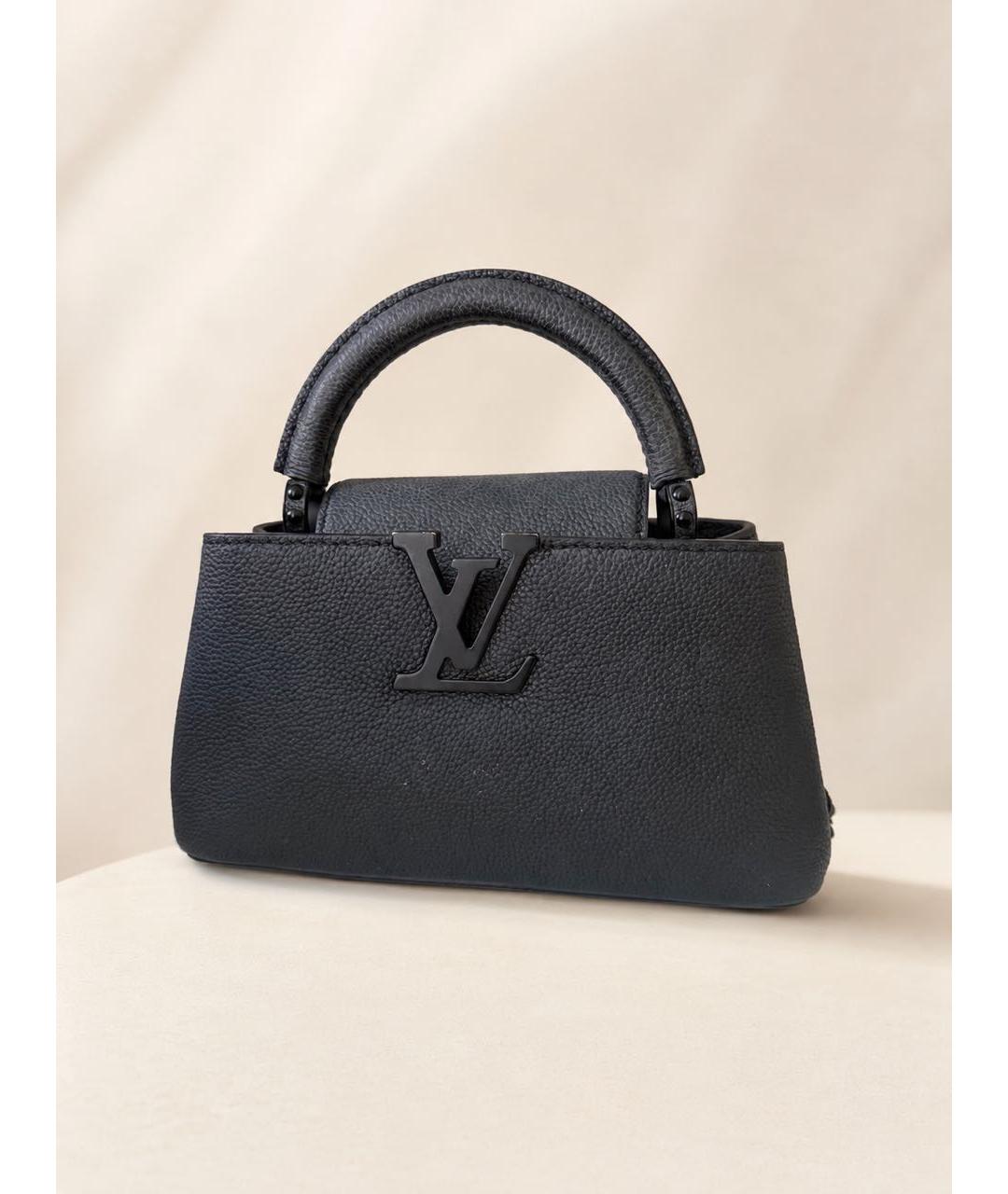 LOUIS VUITTON Черная кожаная сумка тоут, фото 2