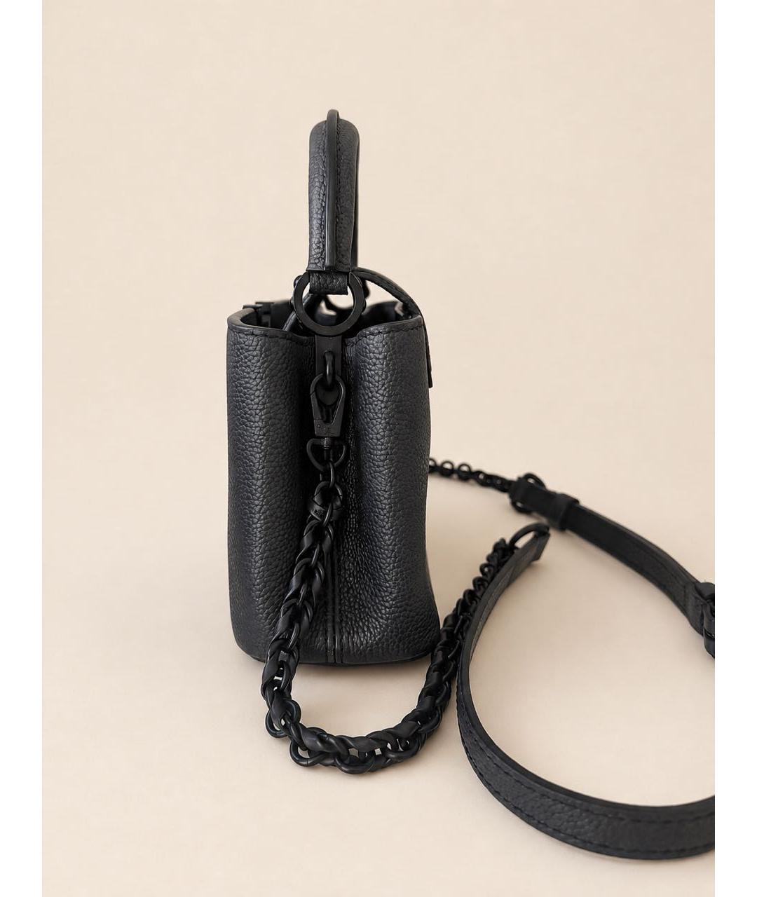 LOUIS VUITTON Черная кожаная сумка тоут, фото 3