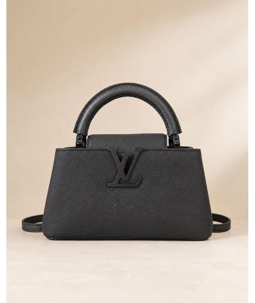 LOUIS VUITTON Черная кожаная сумка тоут, фото 5