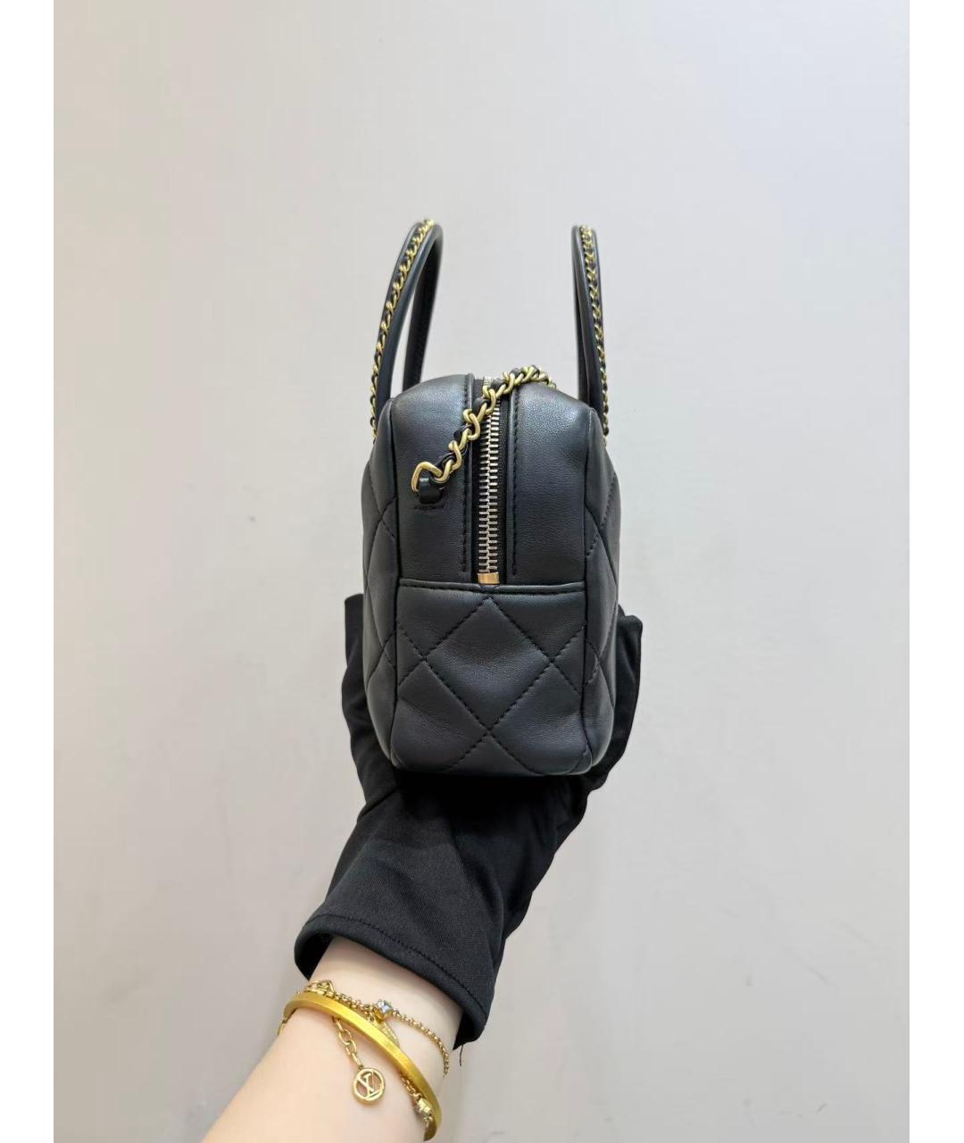 CHANEL Черная кожаная сумка с короткими ручками, фото 5