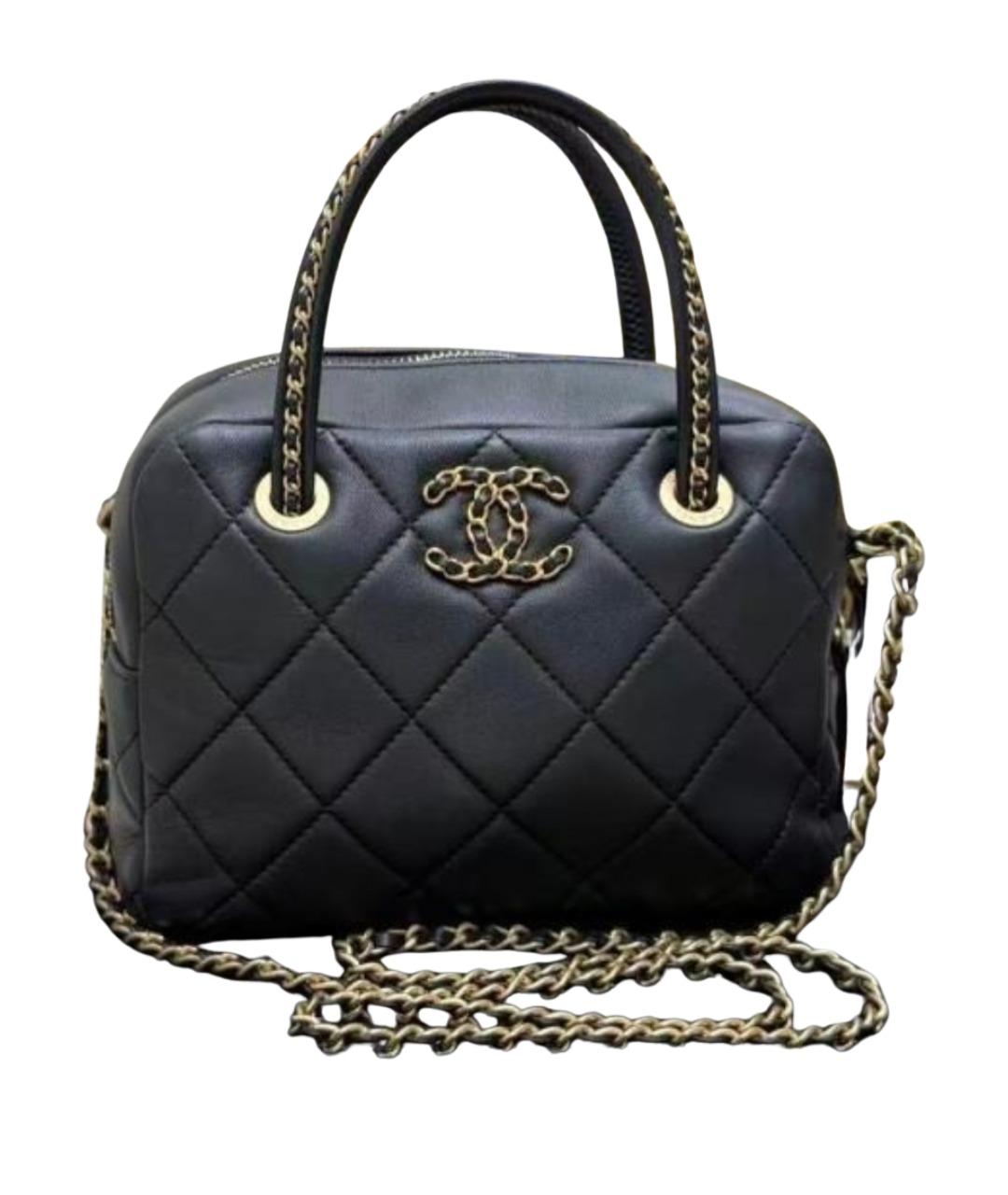 CHANEL Черная кожаная сумка с короткими ручками, фото 1