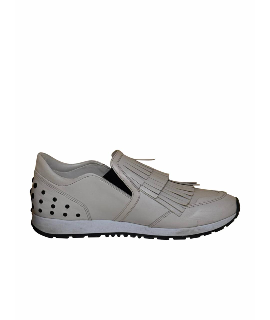 TOD'S Серые кожаные кроссовки, фото 1