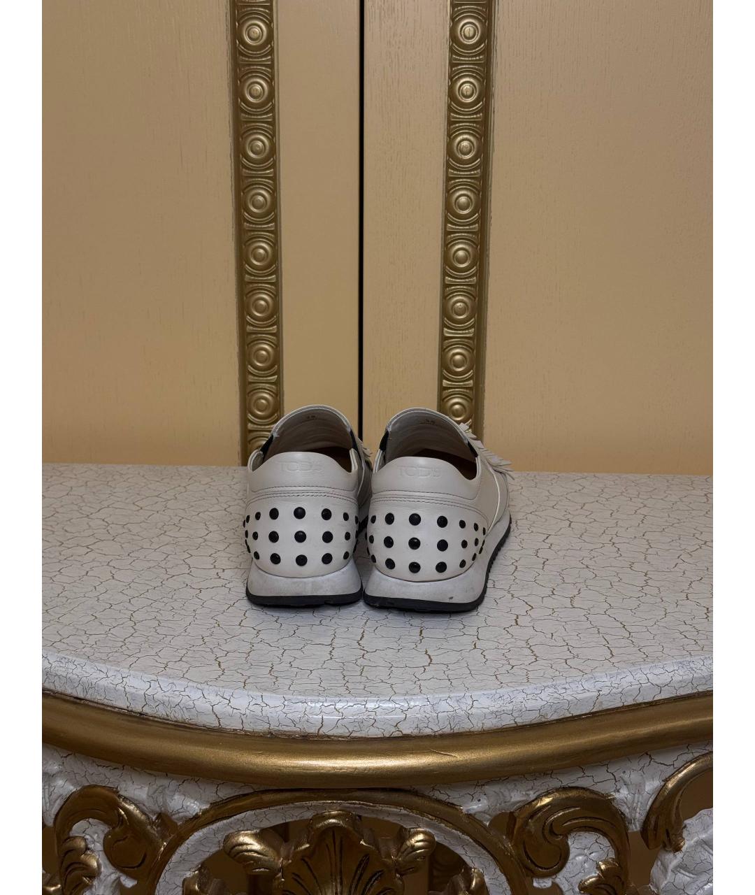 TOD'S Серые кожаные кроссовки, фото 3