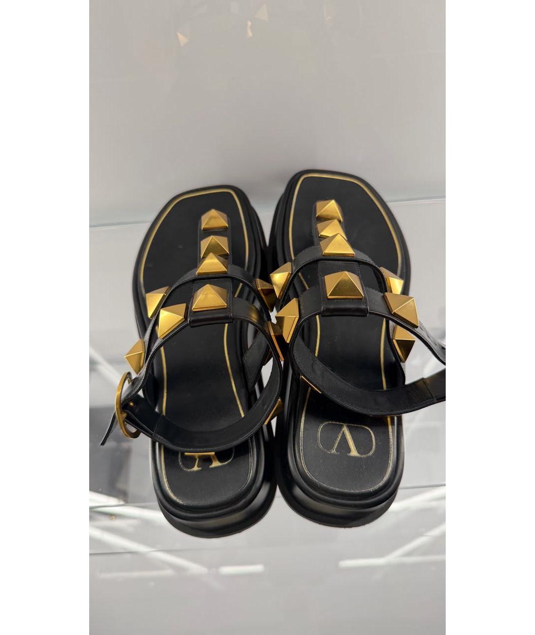 VALENTINO Черные кожаные босоножки, фото 2