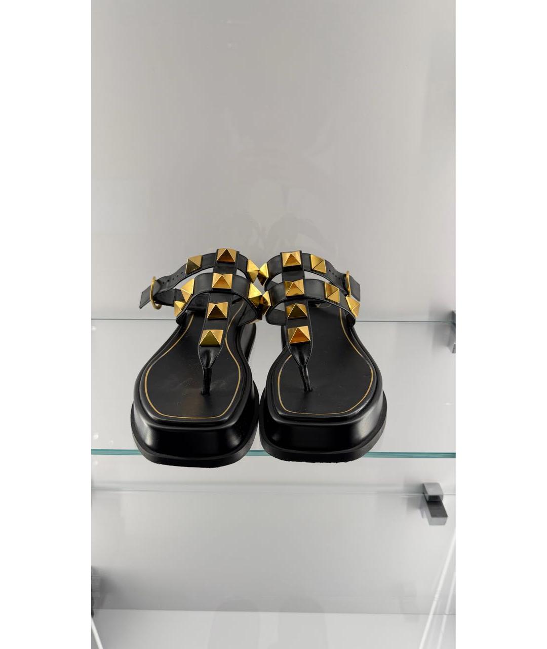 VALENTINO Черные кожаные босоножки, фото 4