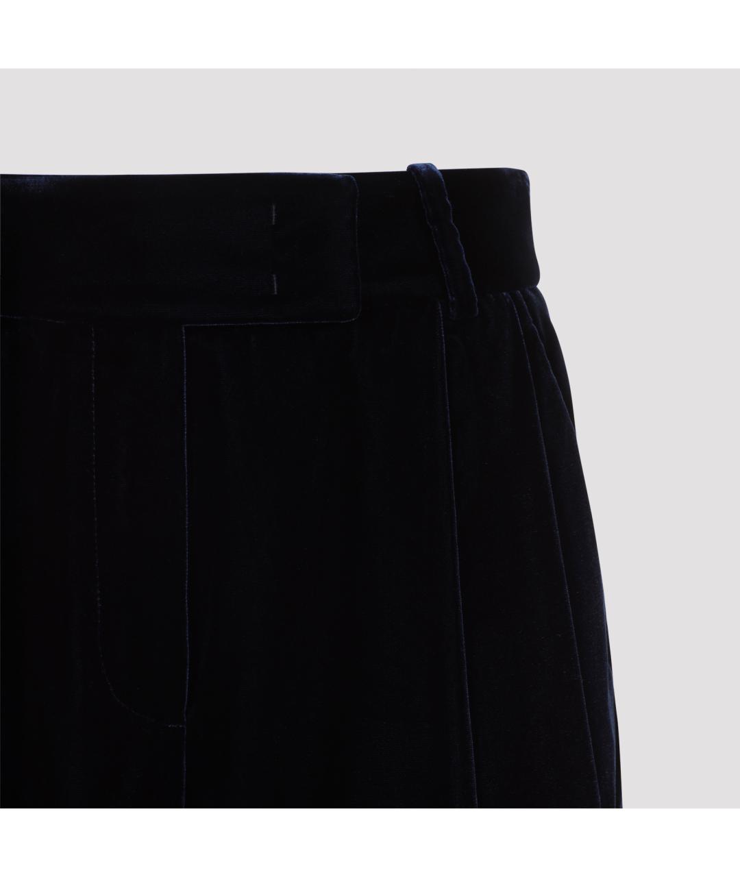 GIORGIO ARMANI Темно-синие вискозные прямые брюки, фото 4