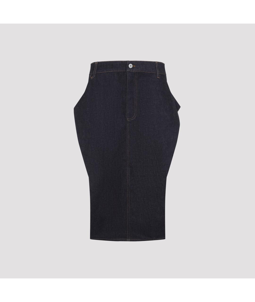 JACQUEMUS Темно-синяя хлопковая юбка миди, фото 2