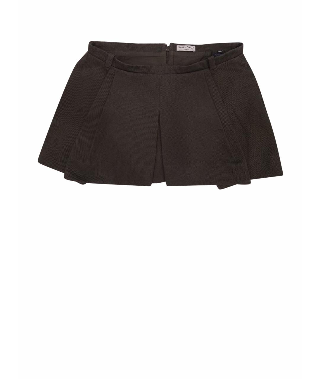 BALENCIAGA Хаки хлопковая юбка мини, фото 1