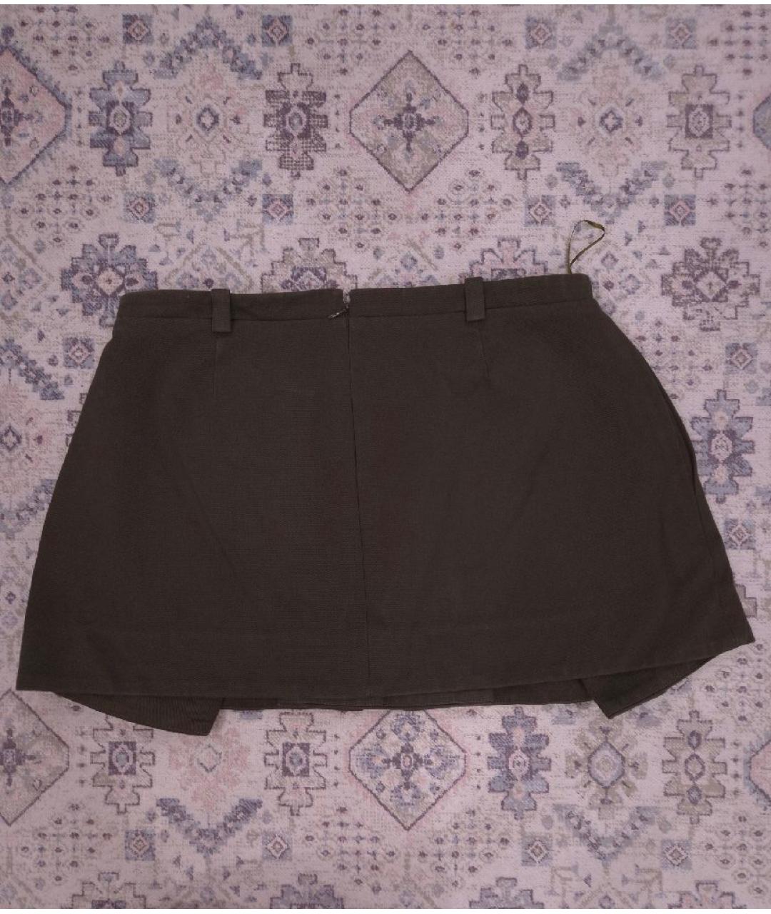 BALENCIAGA Хаки хлопковая юбка мини, фото 2
