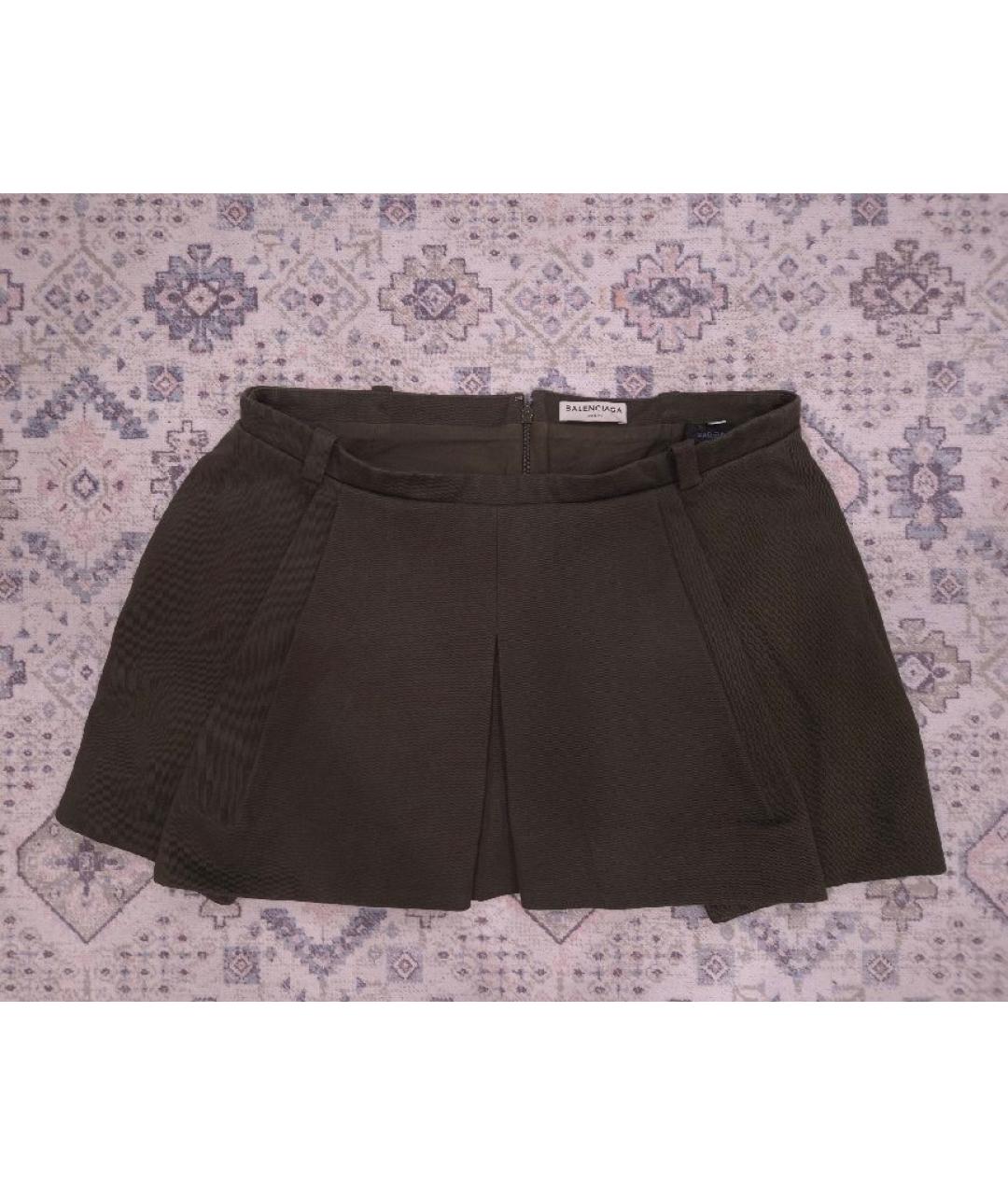 BALENCIAGA Хаки хлопковая юбка мини, фото 10