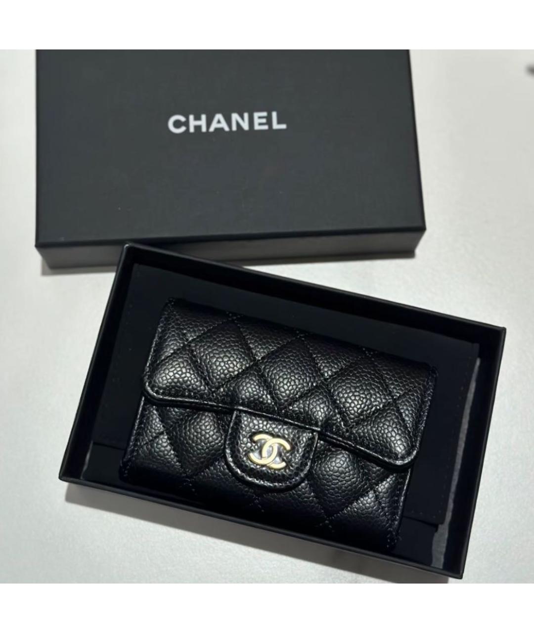 CHANEL Черный кожаный кошелек, фото 3